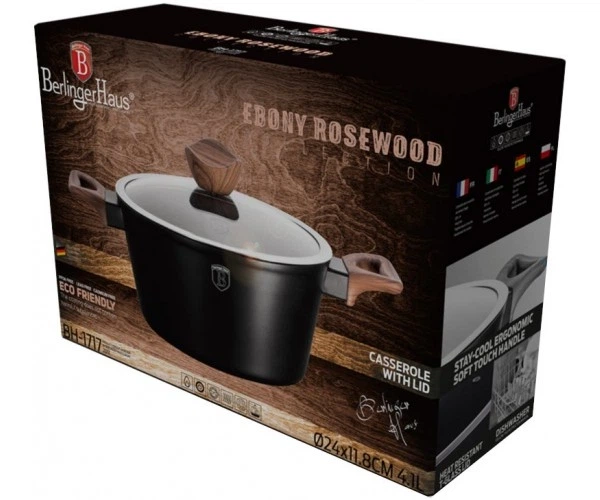 Кастрюля с крышкой Berlinger Haus Ebony Rosewood Collection 4.1 л мраморное покрытие (BH-1717) - изображение 3
