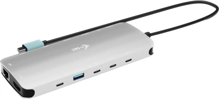 Hub USB i-tec Metal Nano 3x Display Dock Grey + Universal Charger 140 W (C31NANOTRIPLED140) - obraz 2