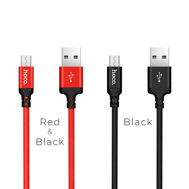 Кабель USB Hoco X14 Micro-USB 2м нейлонове обплетення Black - изображение 3