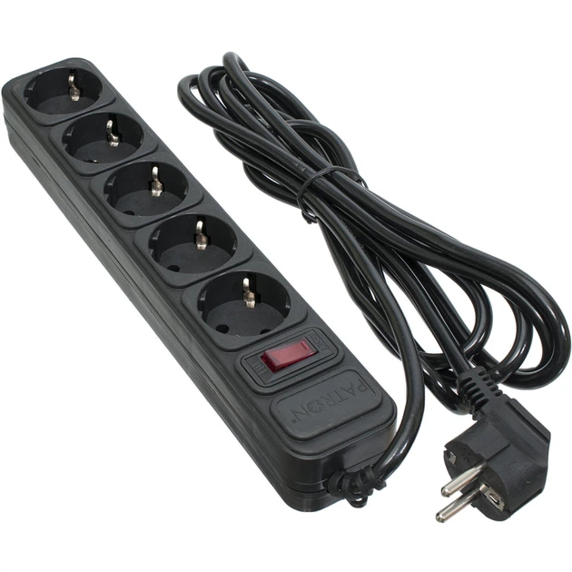 Сітковий фільтр живлення Patron 3.0 m3*1mm2 (SP-1053) 5 розеток BLACK (EXT-PN-SP-1053) - Фото 1 Сітковий фільтр живлення Patron 3.0 m3*1mm2 (SP-1053) 5 розеток BLACK (EXT-PN-SP-1053) - зображення 1