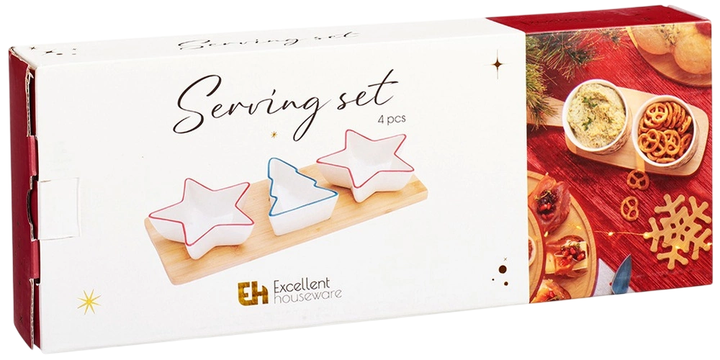 Піалки для закусок Excellent Houseware фарфорові на підносі 4 предмети (8721037483469) - зображення 3