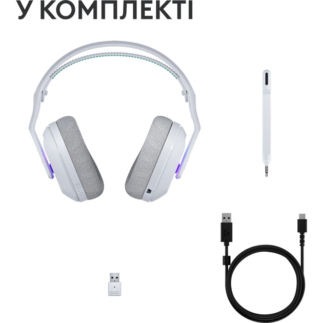 Наушники Logitech G522 Lightspeed Wireless Gaming Headset White (981-001550) - Фото 3 Наушники Logitech G522 Lightspeed Wireless Gaming Headset White (981-001550) - изображение 3