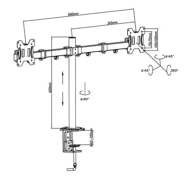 Кріплення PROLECH TV LCD HQ 13"-32" для столу подвійне (5900804112235) - зображення 7