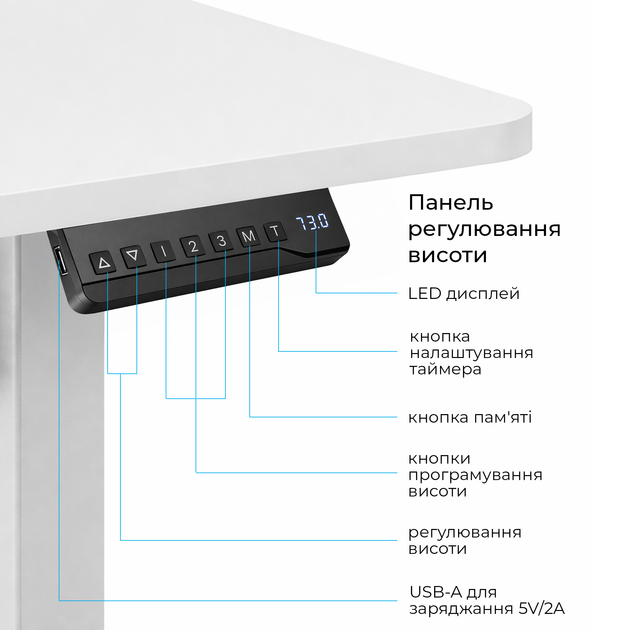 Стол с электрорегулировкой высоты OfficePro ODE1880W 1800 x 800 мм White (ODE1880W) - Фото 6 Стол с электрорегулировкой высоты OfficePro ODE1880W 1800 x 800 мм White (ODE1880W) - изображение 6