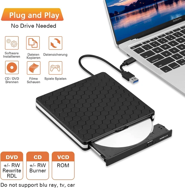 Внешний DVD-привод Amicool USB 3.0 Type-C - Фото 2 Внешний DVD-привод Amicool USB 3.0 Type-C - изображение 2