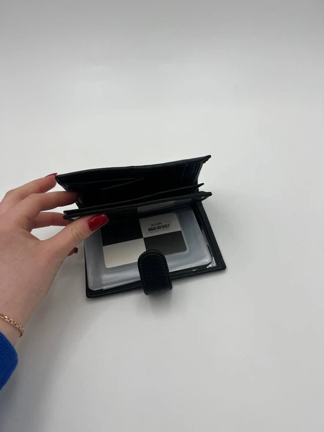Гаманець документниця шкіряний 302В чорний (black) з відділенням для паспорта - зображення 3