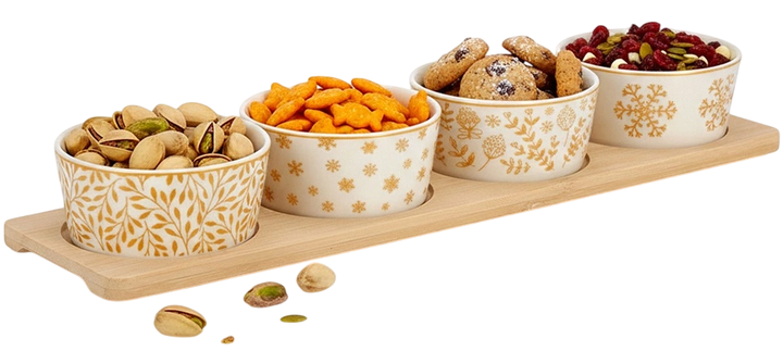 Піалки для закусок Excellent Houseware фарфорові на підносі 5 предметів (8720573577519) - зображення 2