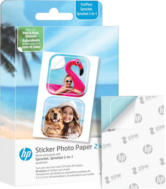 Papier fotograficzny HP Sprocket 2"x3" Premium Zink Pre-Cut Sticker Photo Paper 30 szt (SB7441) - obraz 2