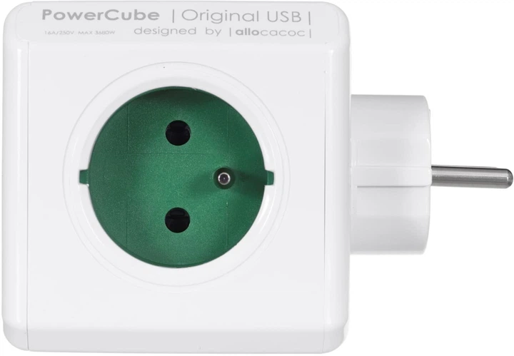 Розгалужувач мережі Power Cube Original 4 розетки 2 x USB Green (2202GN/FROUPC) - зображення 3