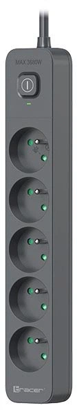 Listwa zasilająca Tracer Power Line+ 5 gniazd 5 m Graphite (TRALIS47429) - obraz 3