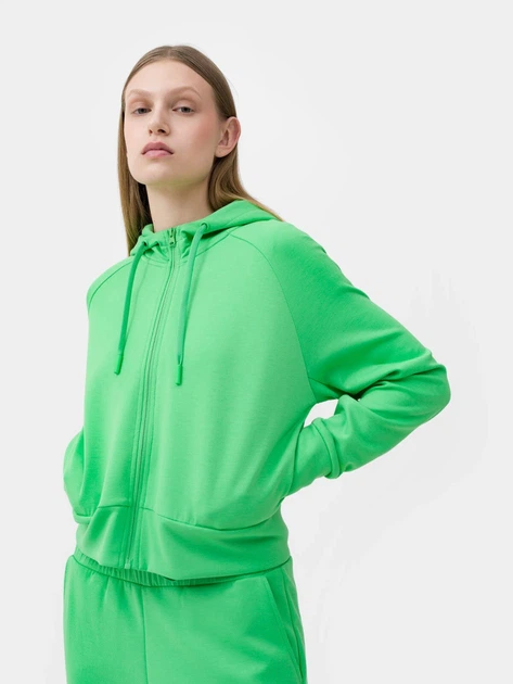 Толстовка на молнии с капюшоном женская 4F Sweatshirt F536 4FSS23TSWSF536-41S M Зеленая (5904698224135) - изображение 4