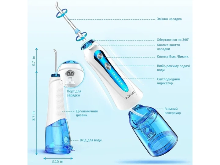 Іригатор H2ofloss HF-9P White - Фото 5 Іригатор H2ofloss HF-9P White - изображение 5