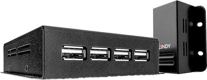 Hub USB Lindy 4 Port USB 2.0 Cat.6 Metal Black (4002888426817) - obraz 3