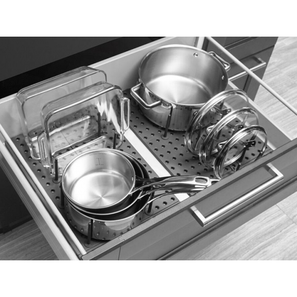 Подставка органайзер сушилка раздвижная кухонная стойка на 12 отделений для хранения посуды крышек сковородок тарелок устойчивая для шкафчика кухни шкафа полки стола удобная компактная современная 45/54×15×10 см 3DTOYSLAMP - Фото 5 Подставка органайзер сушилка раздвижная кухонная стойка на 12 отделений для хранения посуды крышек сковородок тарелок устойчивая для шкафчика кухни шкафа полки стола удобная компактная современная 45/54×15×10 см 3DTOYSLAMP - изображение 5