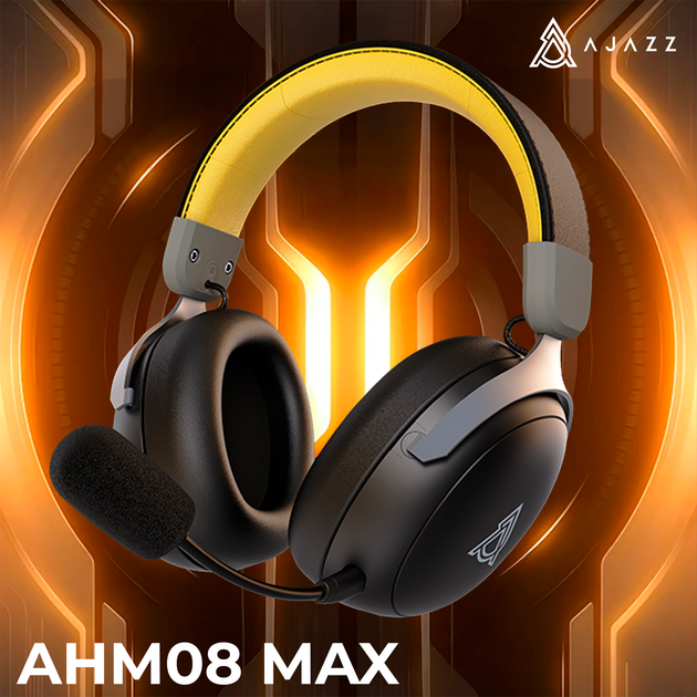 Бездротова ігрова гарнітура Ajazz AHM08 MAX Black Gray Yellow (AHM08-MAX-BGY) - Фото 1 Бездротова ігрова гарнітура Ajazz AHM08 MAX Black Gray Yellow (AHM08-MAX-BGY) - зображення 1