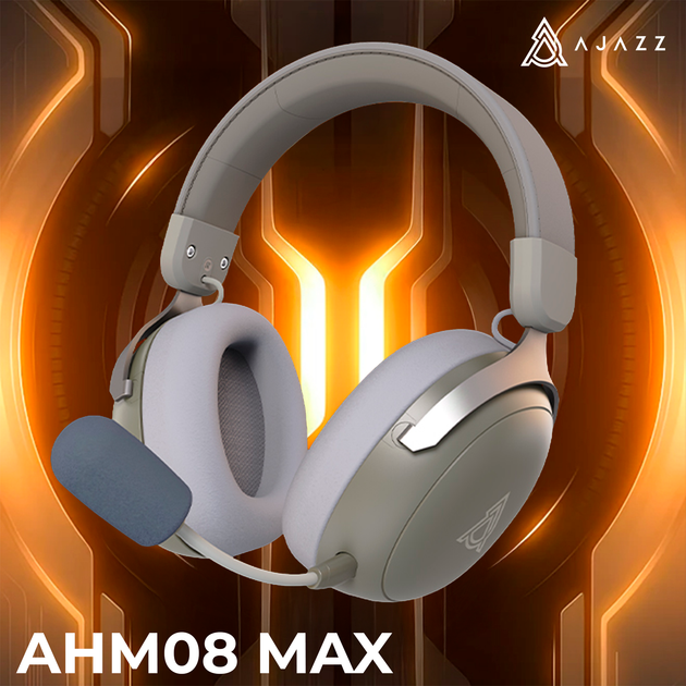 Бездротова ігрова гарнітура Ajazz AHM08 MAX Gray White (AHM08-MAX-GW) - Фото 6 Бездротова ігрова гарнітура Ajazz AHM08 MAX Gray White (AHM08-MAX-GW) - зображення 6