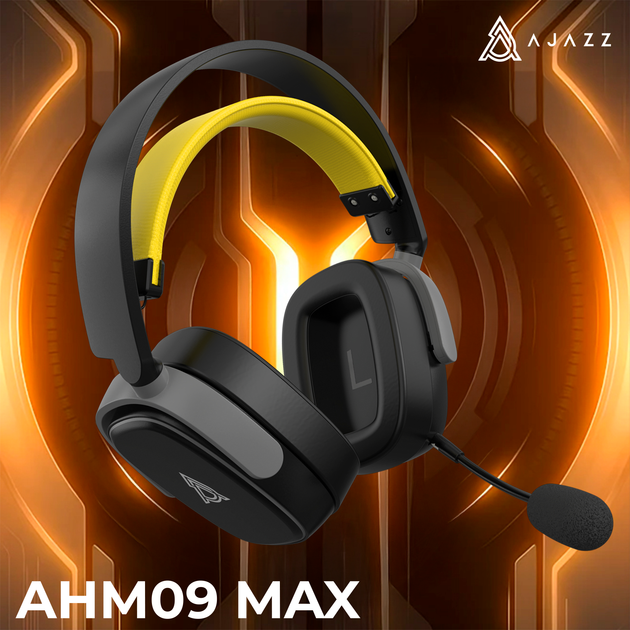 Бездротові ігрові навушники Ajazz AHM09 MAX Black Gray Yellow (AHM09-MAX-BGY) - Фото 9 Бездротові ігрові навушники Ajazz AHM09 MAX Black Gray Yellow (AHM09-MAX-BGY) - зображення 9