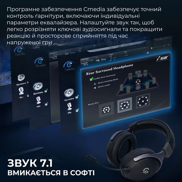 Наушники GamePro Asgard Freya Pro Wireless 7.1 (HSW201B) 4-Mode - Фото 16 Наушники GamePro Asgard Freya Pro Wireless 7.1 (HSW201B) 4-Mode - изображение 16