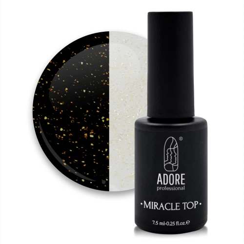 Топ Adore Professional з блискітками без липкого шару UV-фільтр Miracle Top №07 Golden Shimmer 7.5 мл - Фото 1 Топ Adore Professional з блискітками без липкого шару UV-фільтр Miracle Top №07 Golden Shimmer 7.5 мл - зображення 1