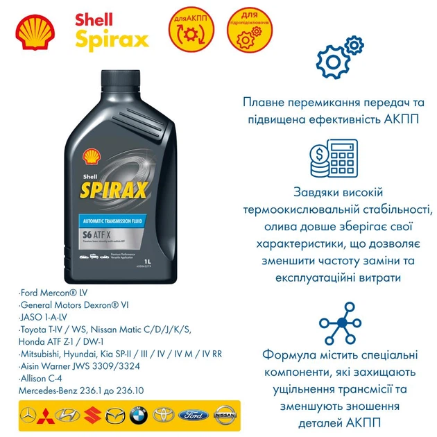 Трансмиссионное масло Shell Spirax S6 ATF X 1 л - изображение 3
