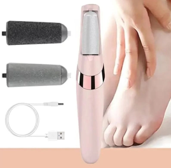 Електрична пилка для ніг Flawless Pedi пемза для педикюру з двома насадками USB зарядка - изображение 4