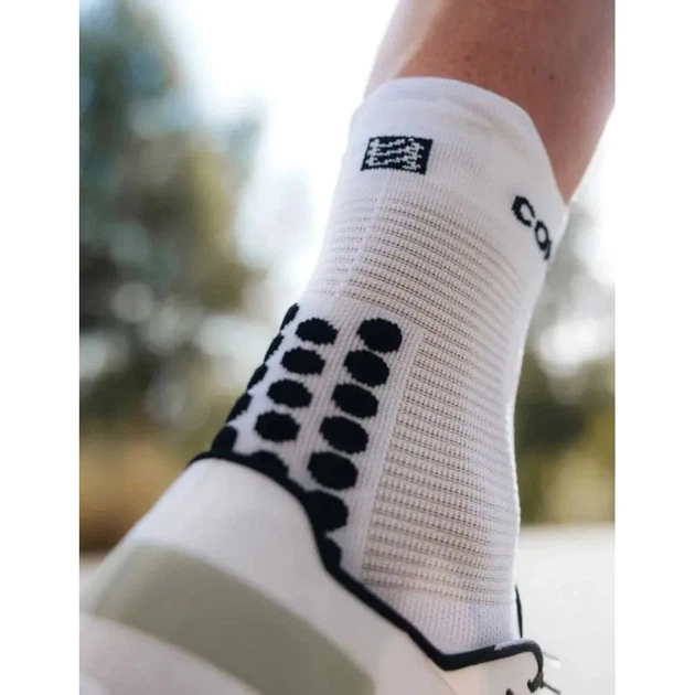Носки компрессионные высокие Compressport Pro Racing Socks V4.0 Run High White/black L (100077541) - изображение 3