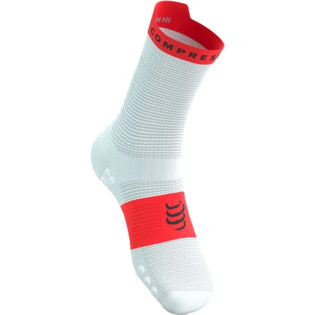 Носки компрессионные высокие Compressport Pro Racing Socks V4.0 Run High White/fluo red L (100077544) - изображение 2