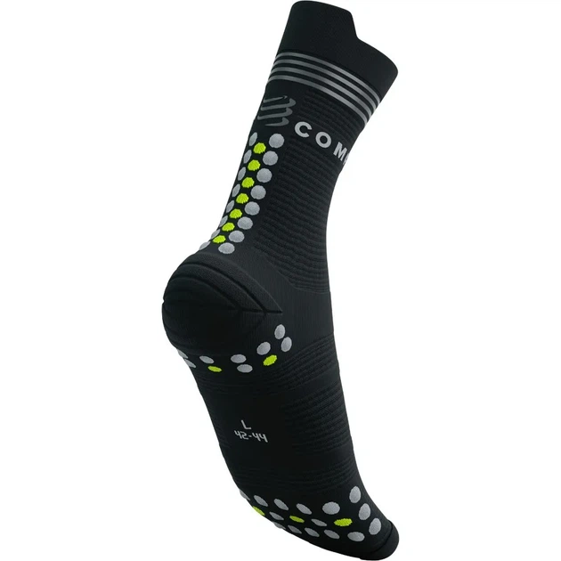 Носки компрессионные высокие Compressport Pro Racing Socks V4.0 Run High Flash Black/fluo yellow XL (100078634) - изображение 2
