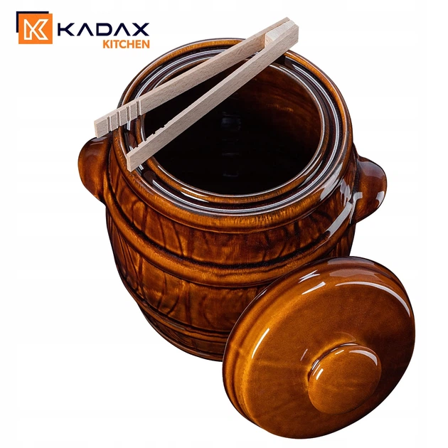 Beczka kamionkowa Kadax Helios z pokrywką 3.5 l + Szczypce (5903699480021) - obraz 3