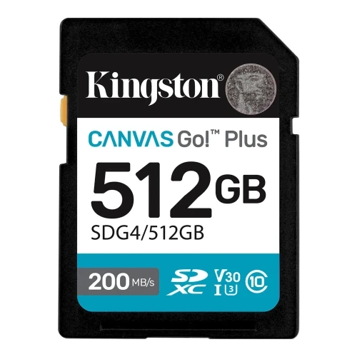 Карта пам'яті SDXC, 512Gb, Kingston Canvas Go! Plus, Сlass10 UHS-I U3 V30, до 200/160 МБ/с (SDG4/512GB) - Фото 1 Карта пам'яті SDXC, 512Gb, Kingston Canvas Go! Plus, Сlass10 UHS-I U3 V30, до 200/160 МБ/с (SDG4/512GB) - изображение 1