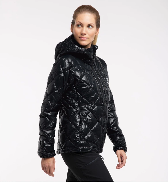 Жіночий зимовий мікропуховик Haglofs Roc Mimic Hood теплий чорного кольору розмір XS - изображение 3