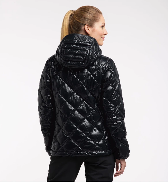 Жіночий зимовий мікропуховик Haglofs Roc Mimic Hood теплий чорного кольору розмір XS - изображение 4