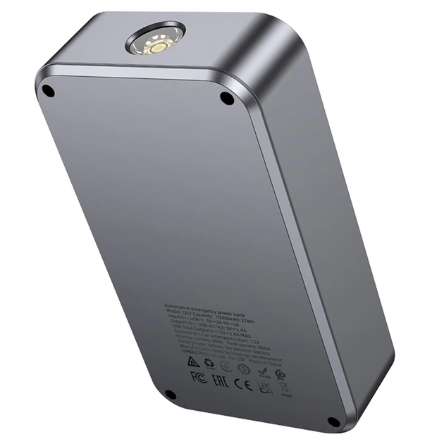 Пуско-зарядное устройство HOCO QS7 Source 800A 12V 10000mAh USB Type-C для аварийного запуска авто (04F2F4E6B47E) - изображение 6