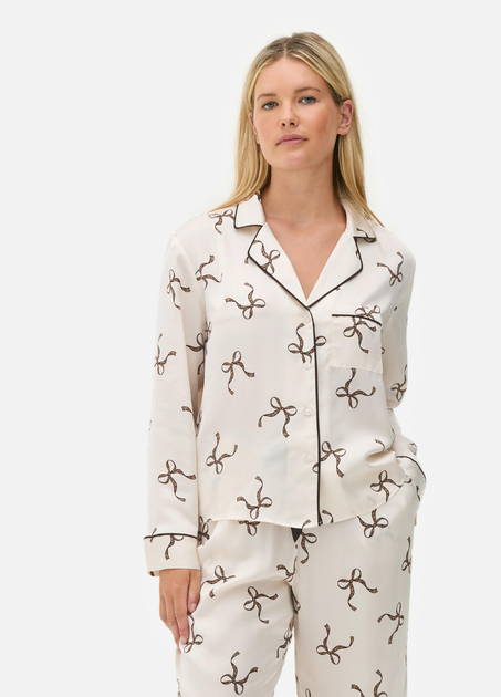 Сатинова пижамна рубашка Boyfriend Primark S для дома и сна Айвори (8705) - изображение 3