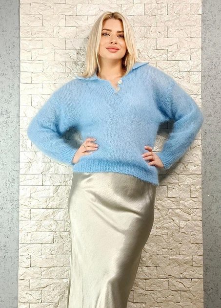 Джемпер мохеровий з затібкою на гудзики блакитний Made in Italy M-XL 36-200 - изображение 2