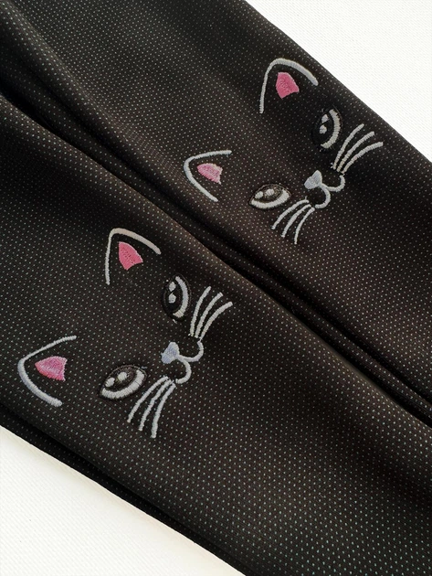 Лосины зимние для девочки на меху с котятами SmileTime Kitten Dots Blue на меху 116 см Черные (ZW5-02-1.13) - изображение 2