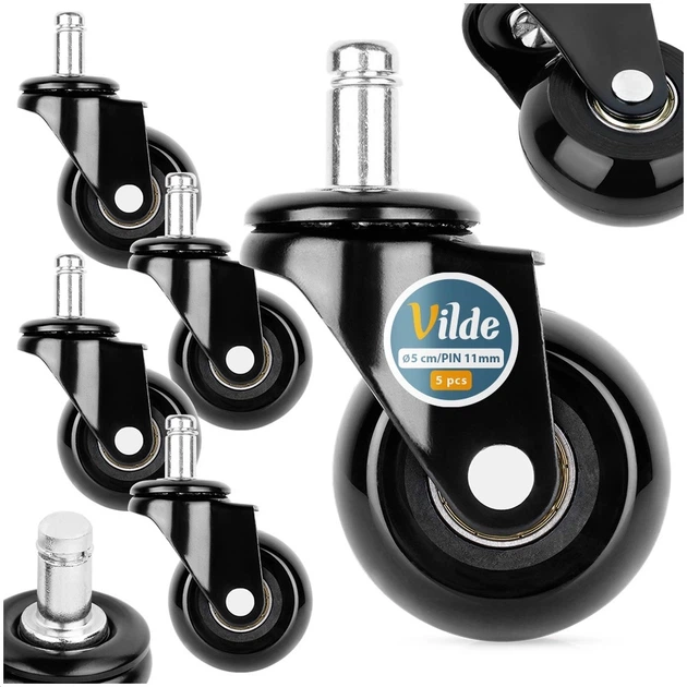 Kółka do fotela Vilde 569994 kauczukowe 5 cm x 10 mm 5 szt (5904316481742) - obraz 5