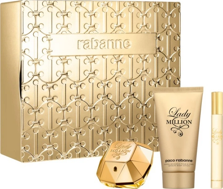 Zestaw damski Paco Rabanne Lady Million Woda perfumowana 50 ml + Miniaturka Woda perfumowana 10 ml + Lotion do ciała 75 ml (3349668623600) - Zdjęcie 1 Zestaw damski Paco Rabanne Lady Million Woda perfumowana 50 ml + Miniaturka Woda perfumowana 10 ml + Lotion do ciała 75 ml (3349668623600) - obraz 1