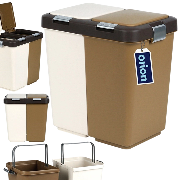 Кошик для сортування відходів Orion 731258 подвійний пластиковий міцний 2 × 20  л (8592381091262) - зображення 4