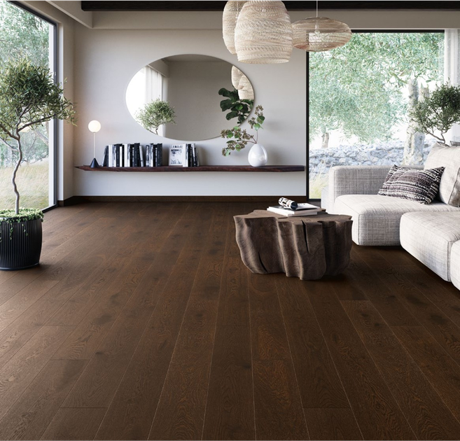 Паркетная доска Floor`360 Дуб DARK CHOC 3-полосная Лак - изображение 3