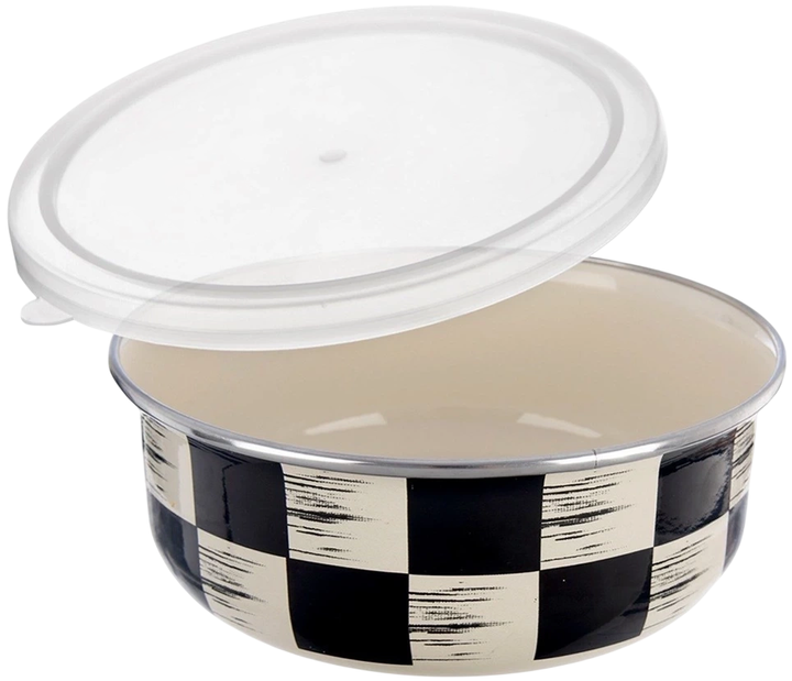 Миска Orion Szachownica емальована з кришкою 17 см 1 л (8592381207083) - зображення 2