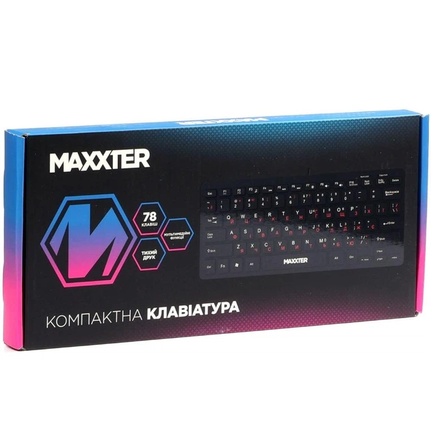 Клавиатура проводная компактная Maxxter KBM-C01B-UA USB Black - изображение 2
