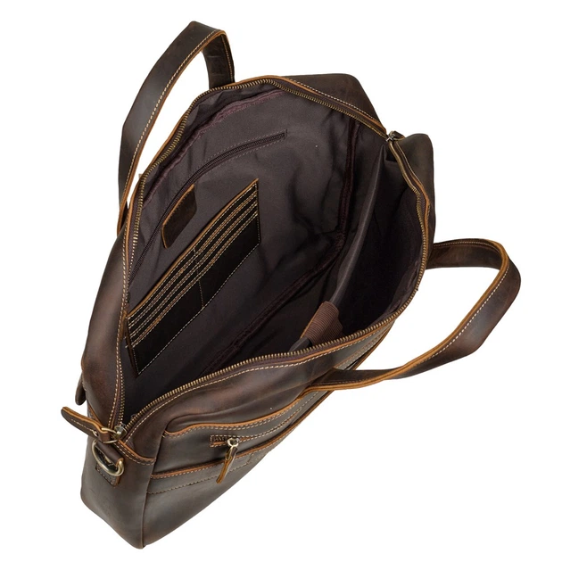 Портфель мягкий кожаный BUFFALO BAGS M5095C коричневый нубук - Фото 7 Портфель мягкий кожаный BUFFALO BAGS M5095C коричневый нубук - изображение 7