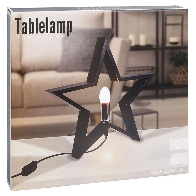 Lampka gwiazda AM/63 839344 stołowa drewniana 34.5 cm Czarna (8720573378826) - obraz 4