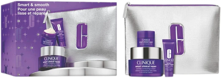 Набір для догляду за обличчям Clinique Smart Clinical Repair Косметичка + Сироватка для обличчя 50 мл + Крем для обличчя 10 мл + Крем для шкіри навколо очей 5 мл (192333275030) - зображення 2