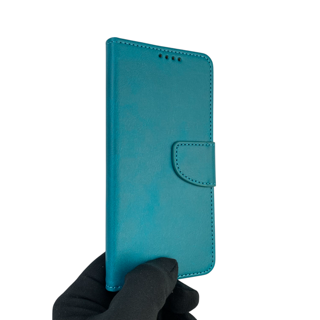 Чохол-книжка для телефона Xiaomi Redmi 9A шкіряна з магнитною застібкою із відділенням для карток бірюзова - зображення 2