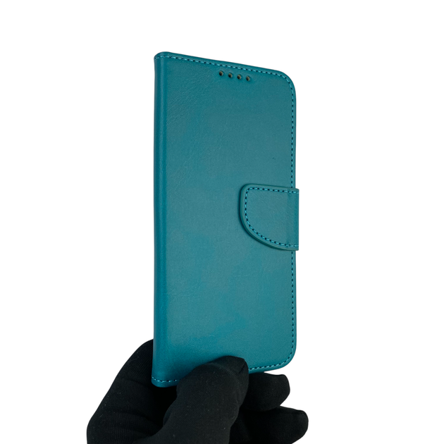Чехол-книжка для телефона Samsung Galaxy M32 4G (SM-M325F) кожанная с магнитной застежкой с отделением для карт бирюзовая - Фото 2 Чехол-книжка для телефона Samsung Galaxy M32 4G (SM-M325F) кожанная с магнитной застежкой с отделением для карт бирюзовая - изображение 2