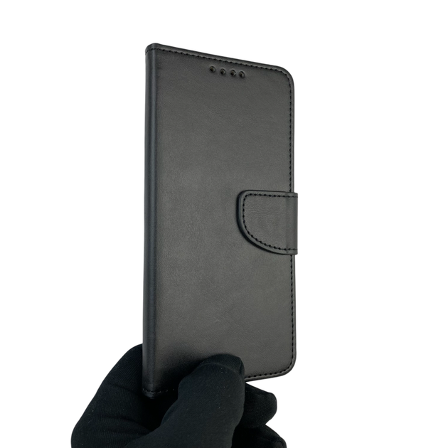 Чехол-книжка для телефона Motorola Moto E13 (PAXT0034) кожанная с магнитной застежкой с отделением для карт черная - изображение 2