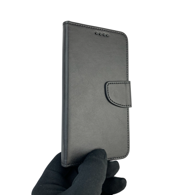 Чехол-книжка для телефона Huawei Y7 2019 кожанная с магнитной застежкой с отделением для карт черная - Фото 1 Чехол-книжка для телефона Huawei Y7 2019 кожанная с магнитной застежкой с отделением для карт черная - изображение 1