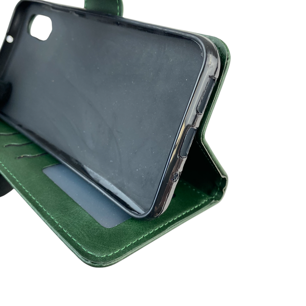 Чохол-книжка для телефона Xiaomi Redmi 9A шкіряна з магнитною застібкою із відділенням для карток зелена - Фото 3 Чохол-книжка для телефона Xiaomi Redmi 9A шкіряна з магнитною застібкою із відділенням для карток зелена - зображення 3